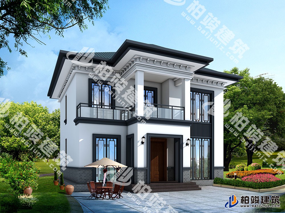新款农村自建二层别墅设计图，新中式风格，户型布局实用