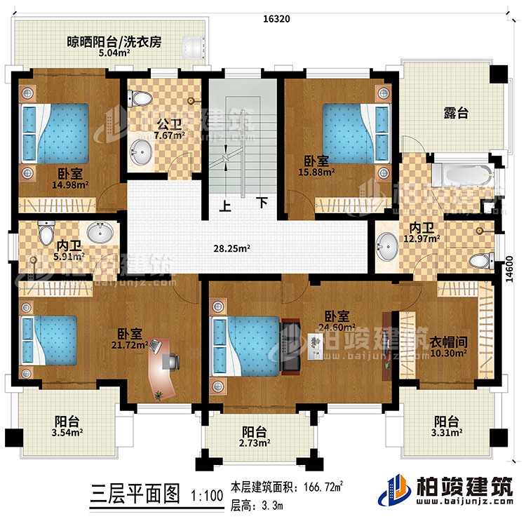 新款农村四层别墅设计图纸及效果图，外立面清新别致BZ412-新中式风格