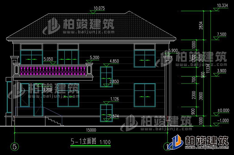 农村25万别墅款式二层自建房设计图，外观简约大气BZ2513-简欧风格